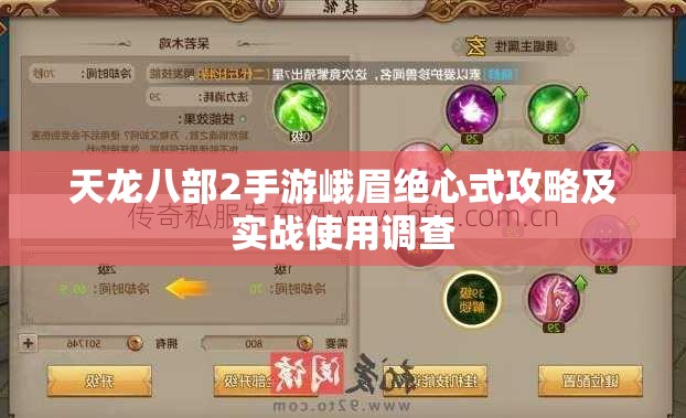 天龙八部2手游峨眉绝心式攻略及实战使用调查